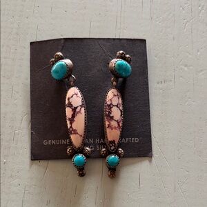Turquoise and white buffalo Dangle Earrings